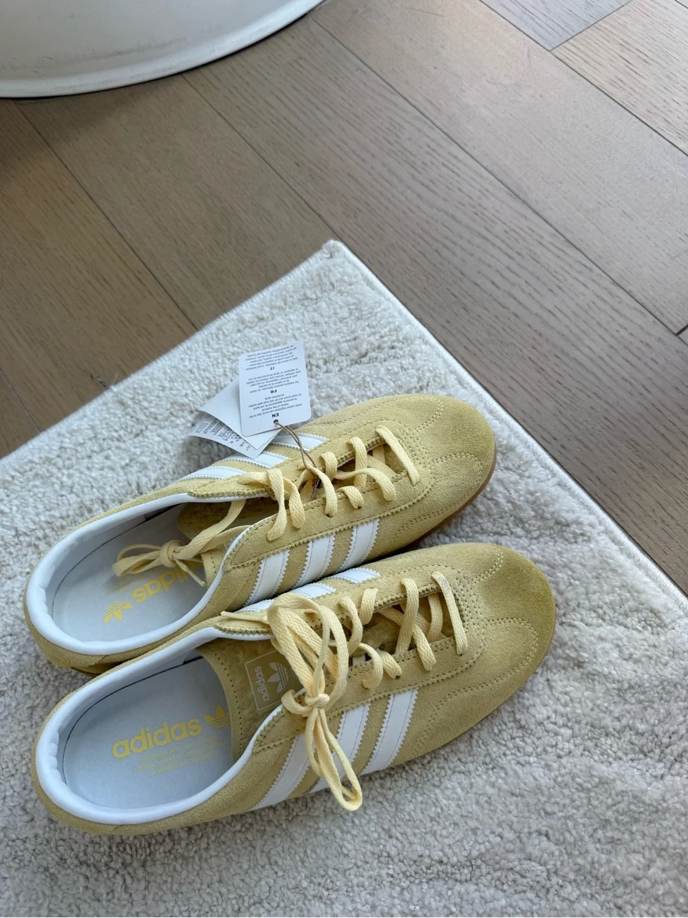 adidas Yellow Suede Sneakers with White Stripes - Picture 2 of 5